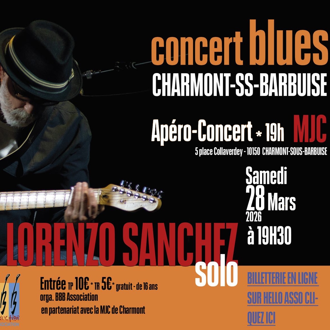 Apéro-Concert Blues avec Lorenzo Sanchez solo @ Charmont-sous-Barbuise