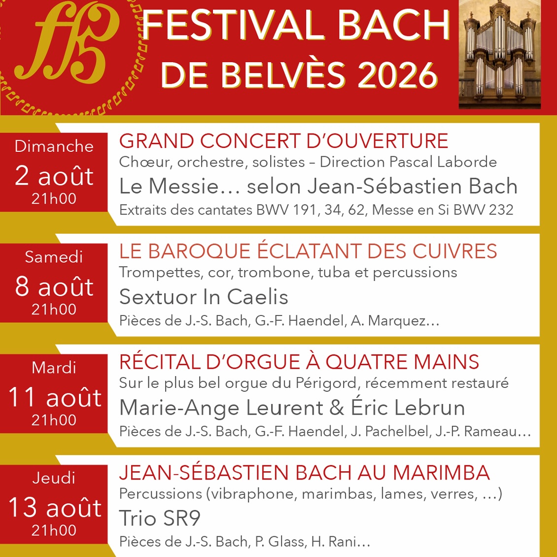 Festival Bach de Belvès 2026 @ Pays de Belvès