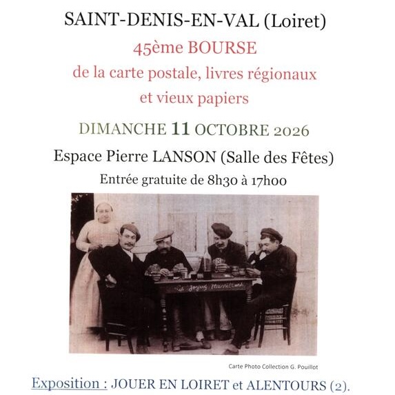 45ème Bourse de la carte postale, livres régionaux et vieux papiers @ Saint-Denis-en-Val