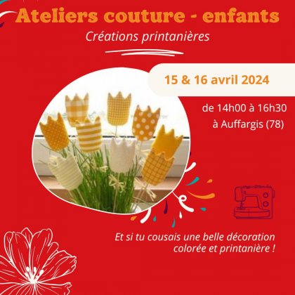 Stage de Couture enfants 7/11 ans - Création Printanière @ Foyer Rural Stage de Couture enfants 7/11 ans - Création Printanière @ Foyer Rural