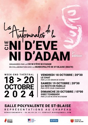 Les Automnales de la Cie Ni d'Eve ni d'Adam - weekend théâtral - 2e édition @ Salle polyvalente de Saint-Blaise