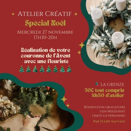 Atelier Créatif - Spécial Noël - Réaliser sa Couronne de l'Avent @ La Grenze