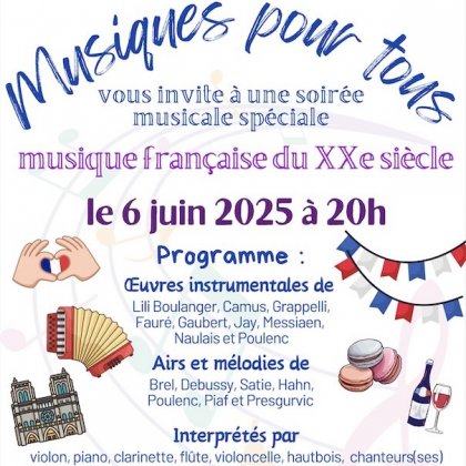 Soirée musicale : Musique Française du 20ème siècle @ Salle Olivier Messiaen Soirée musicale : Musique Française du 20ème siècle @ Salle Olivier Messiaen