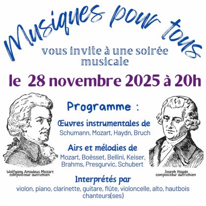 Soirée musicale Musique pour Tous @ Salle Olivier Messiaen