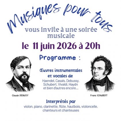 Musiques Pour Tous : Debussy, Vivaldi, Schubert... @ Salle Olivier Messiaen