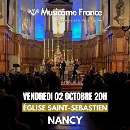 Concert Ensemble Musicâme France : Ravel, Debussy, Mozart, Vivaldi, Bach, Piazzolla,... @ Eglise Saint-Sébastien