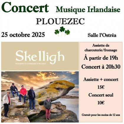 Concert de musique irlandaise par le groupe Skelligh @ Ostréa